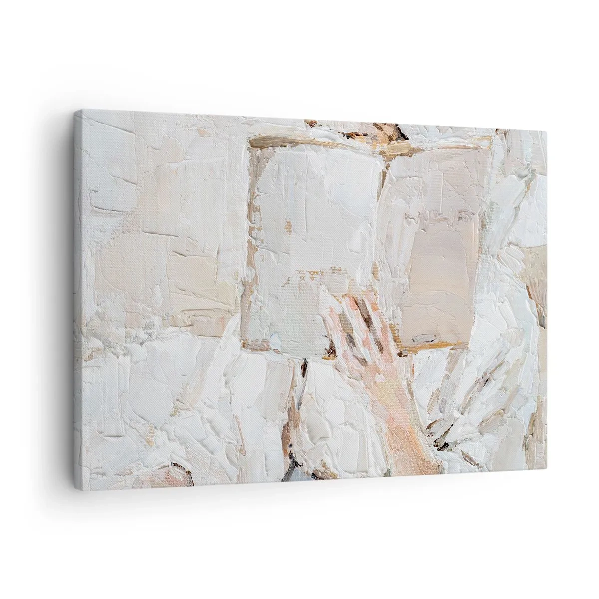 Canvas picture - An impressionistic painting of a hand holding an open book. - 70x50cm - In Another World - Modern wall decoration for the living room and bedroom ARTTOR