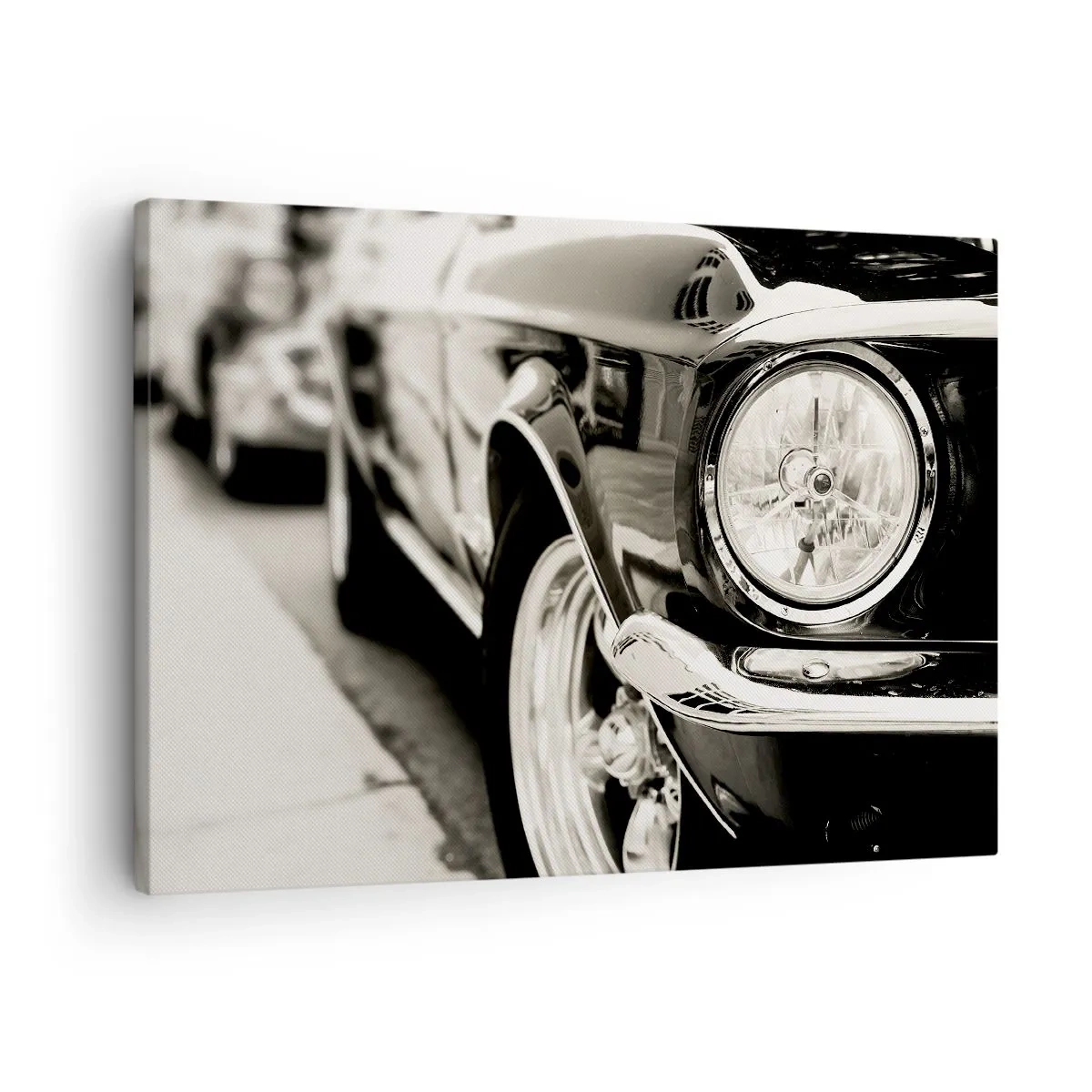 Canvas picture - An iconic classic car in elegant black and white - 70x50cm - Lasting Shine - Modern wall decoration for the living room and bedroom ARTTOR
