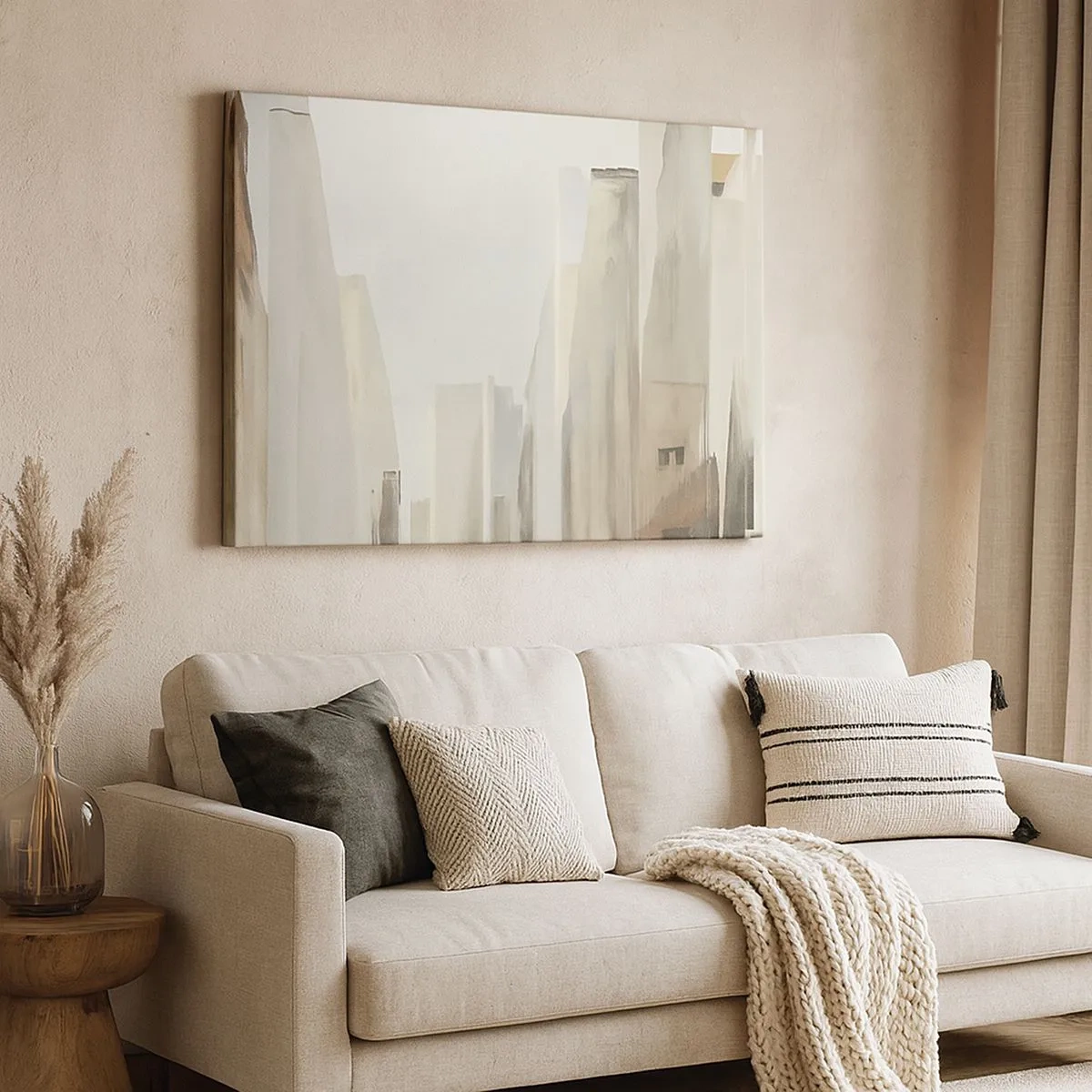 Canvas picture - Abstract cityscape in pastel shades - 70x50cm - Dream of a City - Modern wall decoration for the living room and bedroom ARTTOR