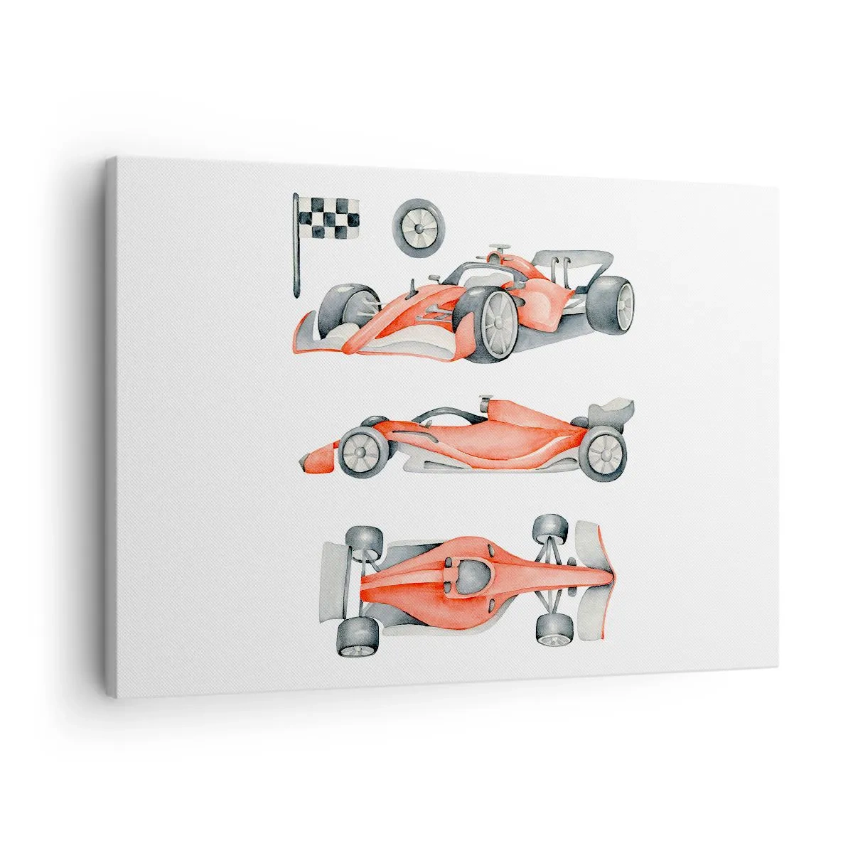 Canvas picture - A red racing car with a checkered flag - 70x50cm - Race for the Dreams - Modern wall decoration for the living room and bedroom ARTTOR