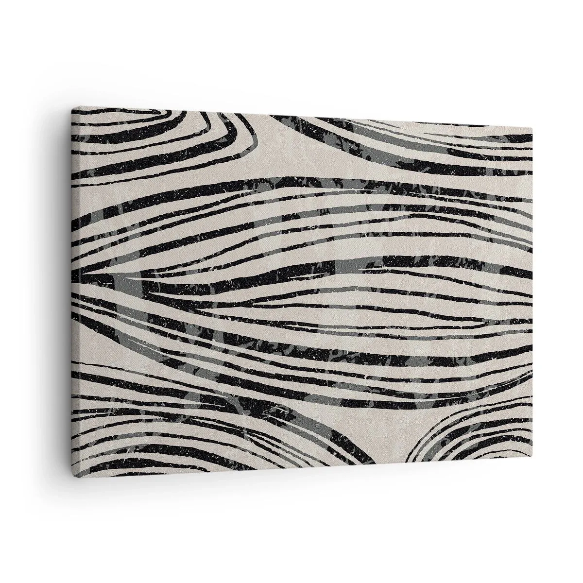 Canvas picture - Abstract waves in black and white shades - 70x50cm - Spillover of Lines - Modern wall decoration for the living room and bedroom ARTTOR