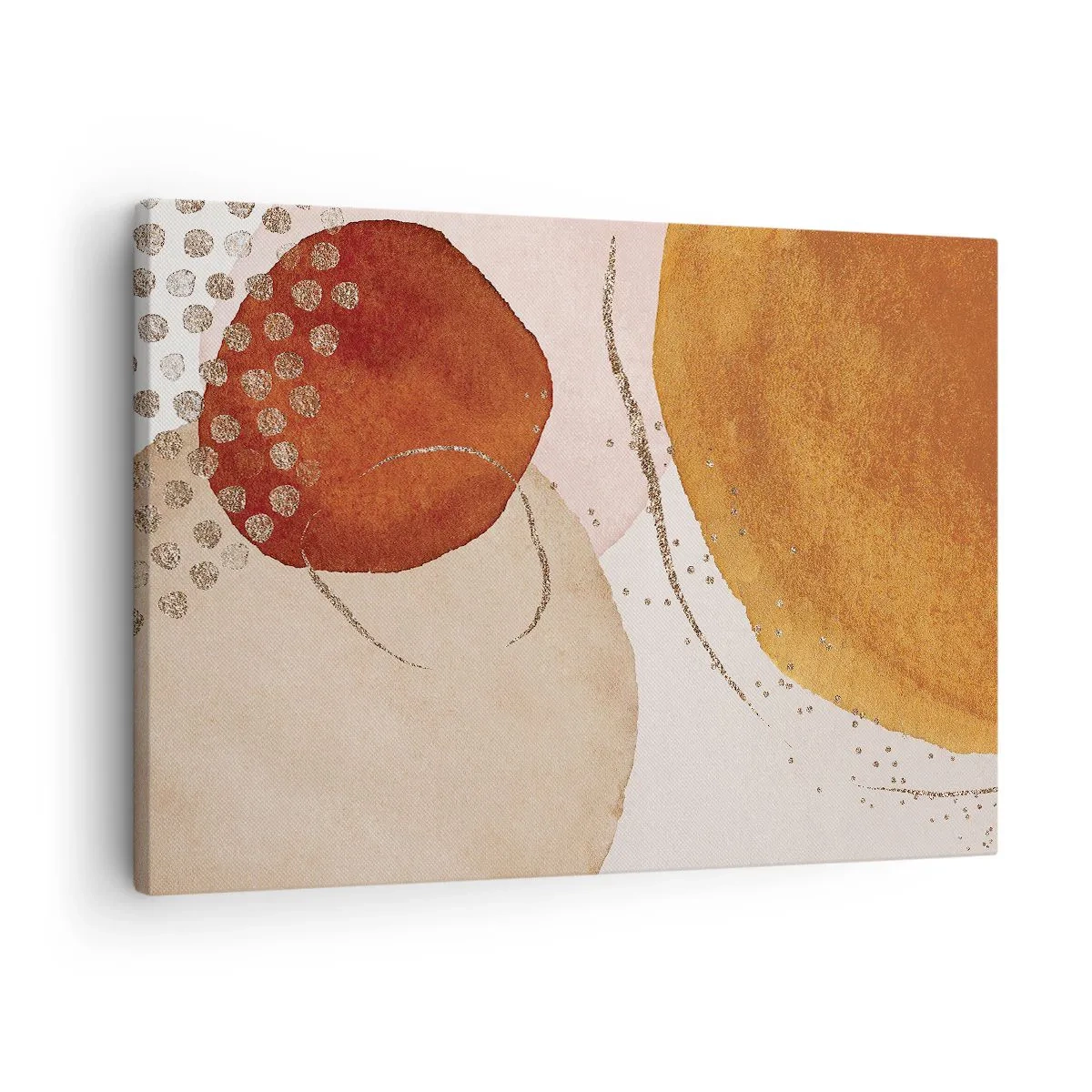 Canvas picture - Abstract shapes in warm shades of brown and gold - 70x50cm - Roundness and Movement - Modern wall decoration for the living room and bedroom ARTTOR
