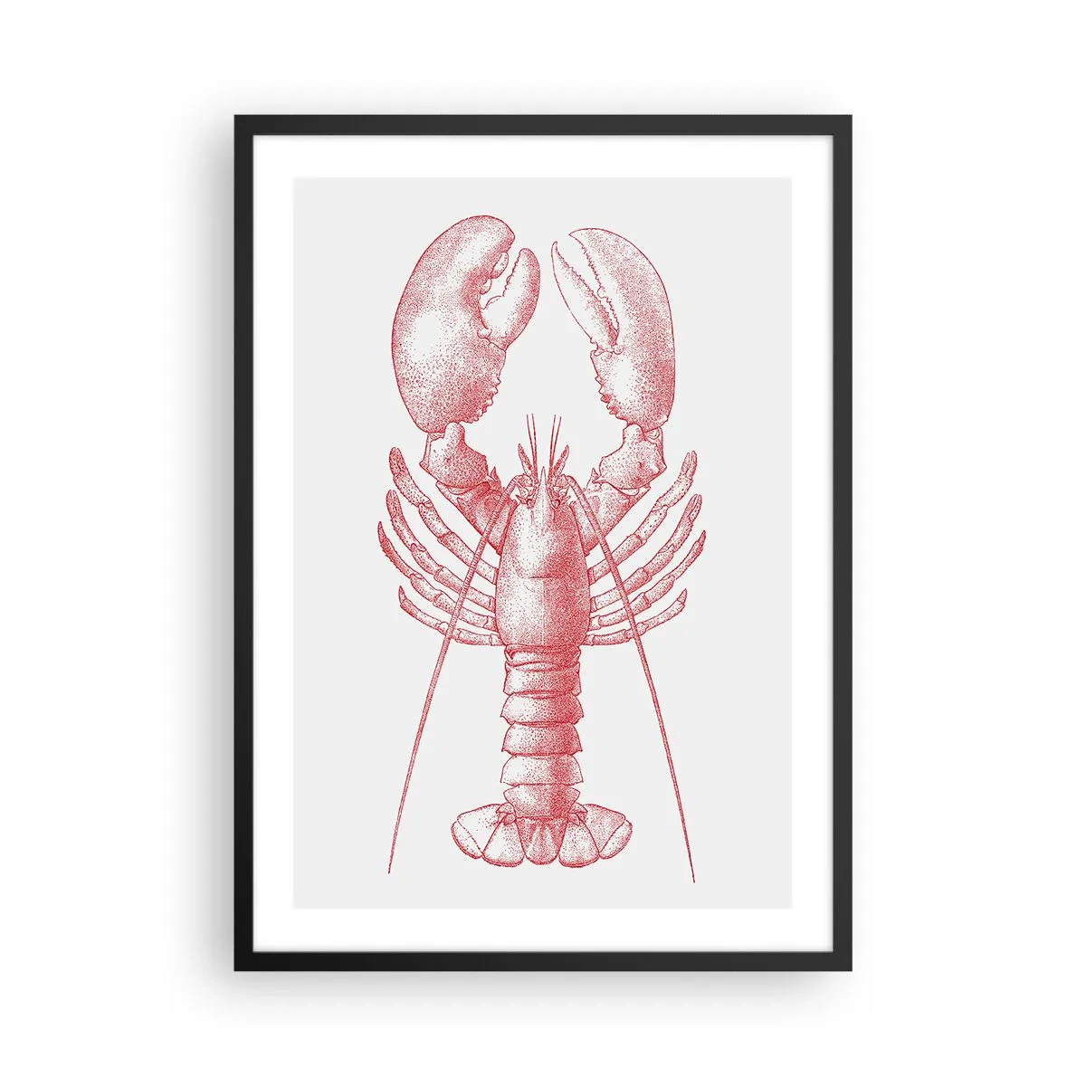 Poster in black frame - Vintage lobster drawing on a light background - 50x70cm - Lobster Worthy of a Lobster - Modern wall decoration for the living room and bedroom ARTTOR