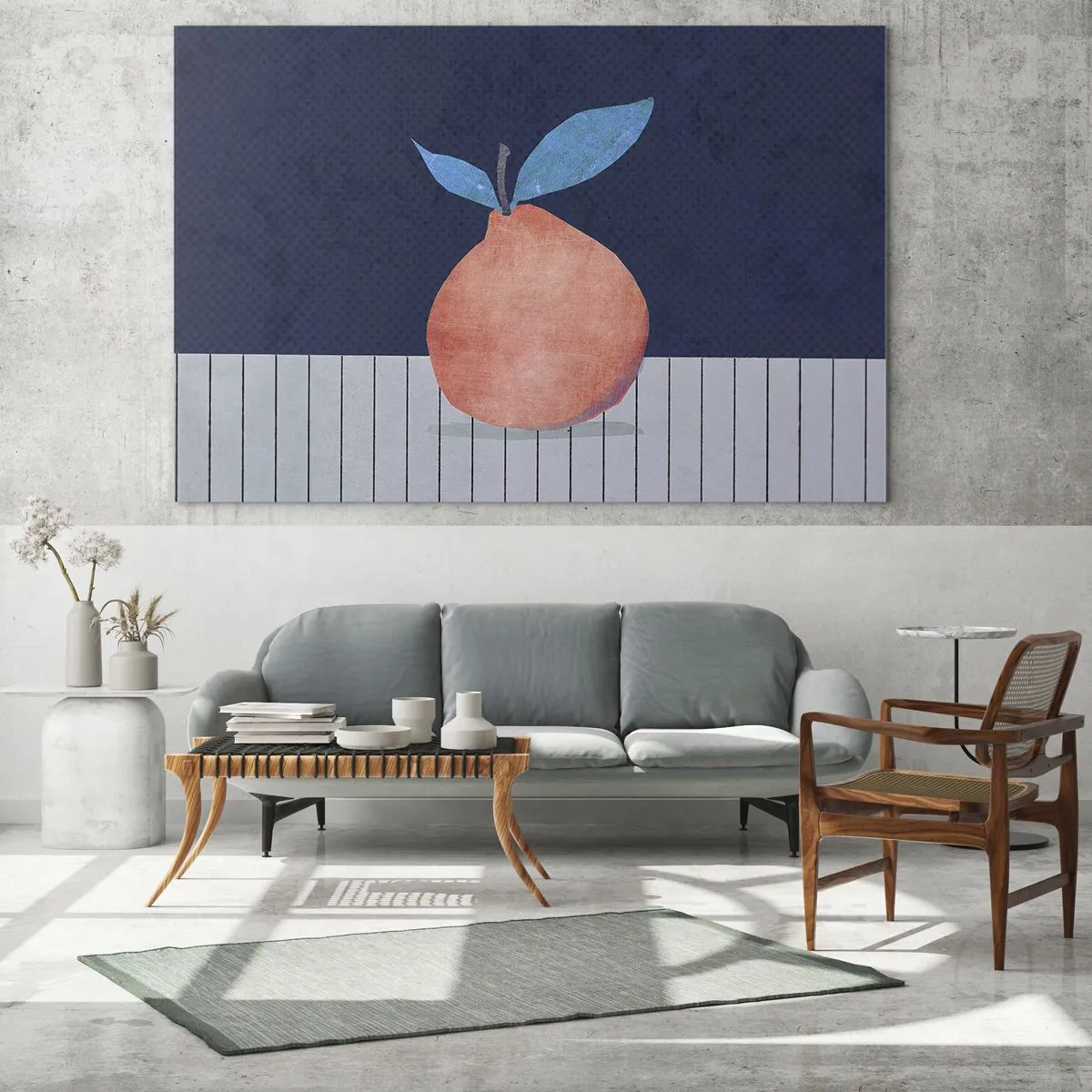 Glass picture - A fruit with an abstract form against a geometric composition - 70x50cm - Convexity and Plane - Modern wall decoration for the living room and bedroom ARTTOR