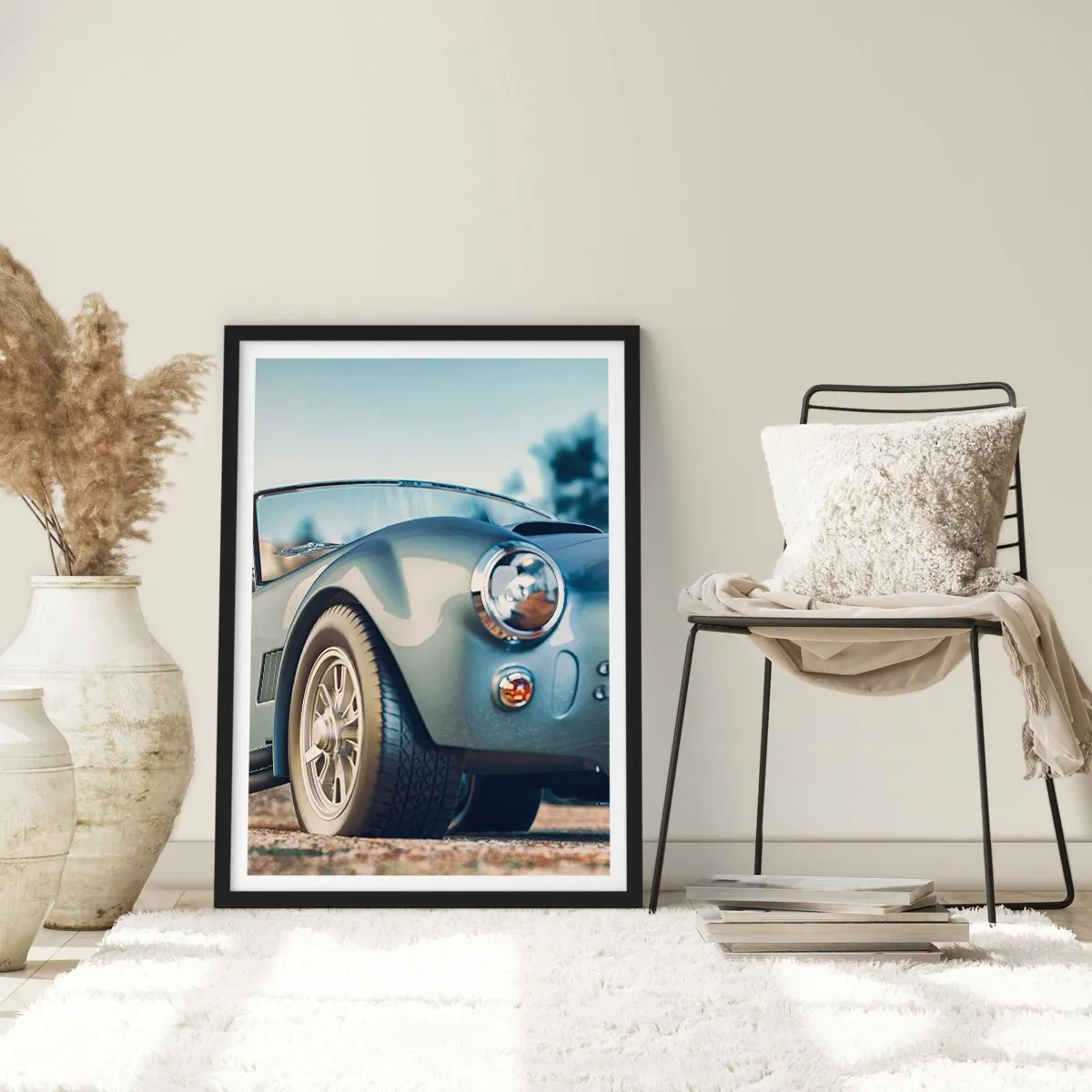 Poster in black frame - A classic retro car against a blurred backdrop - 50x70cm - Styel Is What Counts - Modern wall decoration for the living room and bedroom ARTTOR