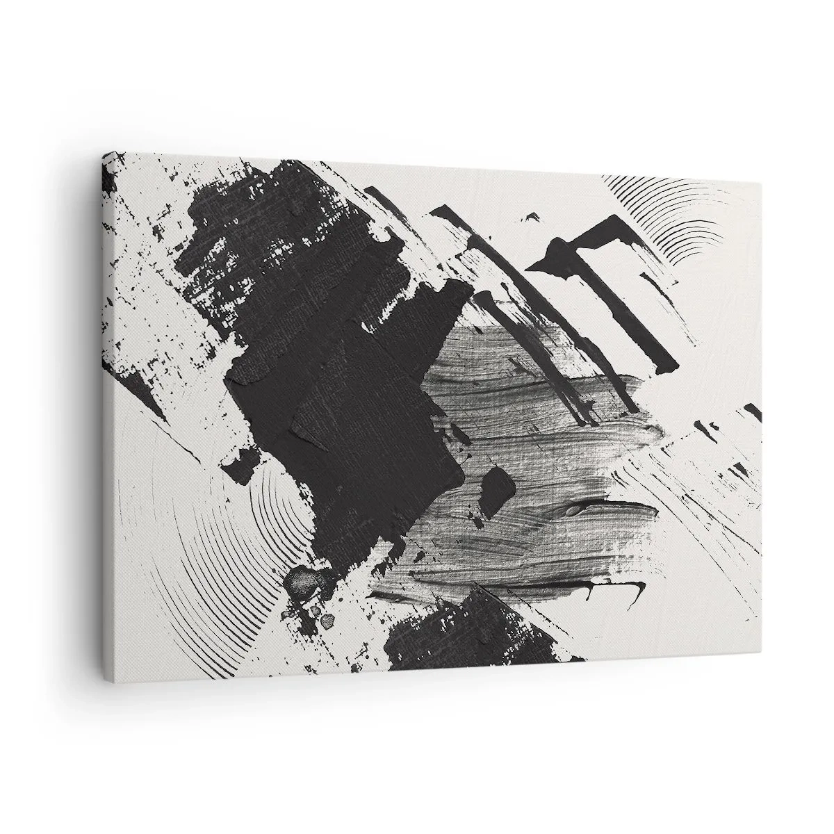 Canvas picture - Abstract strokes of black on a white background - 70x50cm - Abstract - Expression of Black - Modern wall decoration for the living room and bedroom ARTTOR