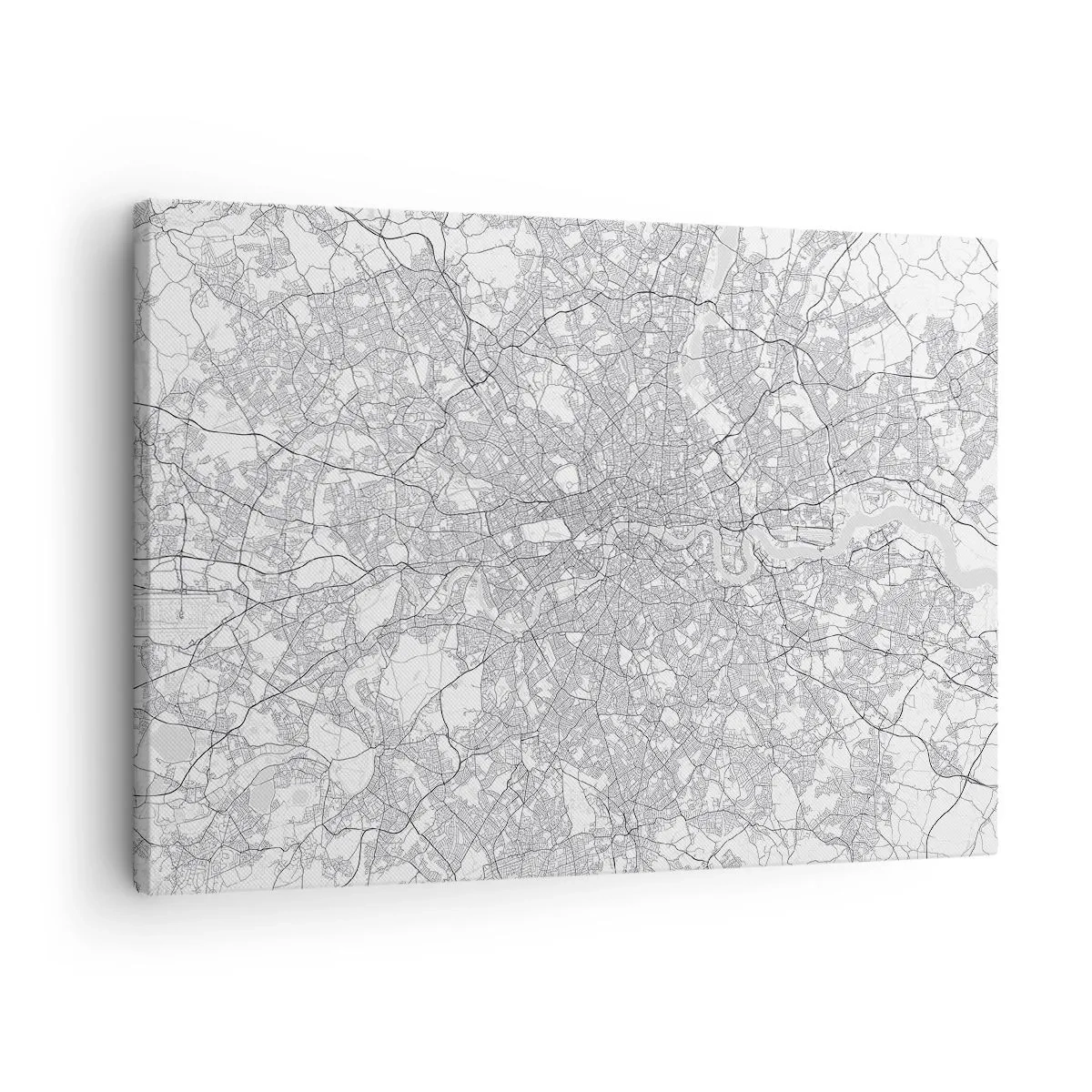 Canvas picture - A minimalist city map in shades of gray - 70x50cm - Map of London Maze - Modern wall decoration for the living room and bedroom ARTTOR