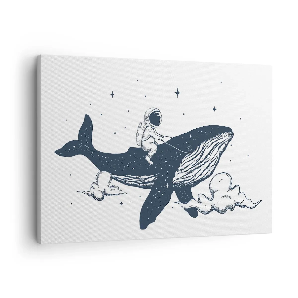 Canvas picture - Astronaut on a whale floating in space - 70x50cm - Space Adventure - Modern wall decoration for the living room and bedroom ARTTOR