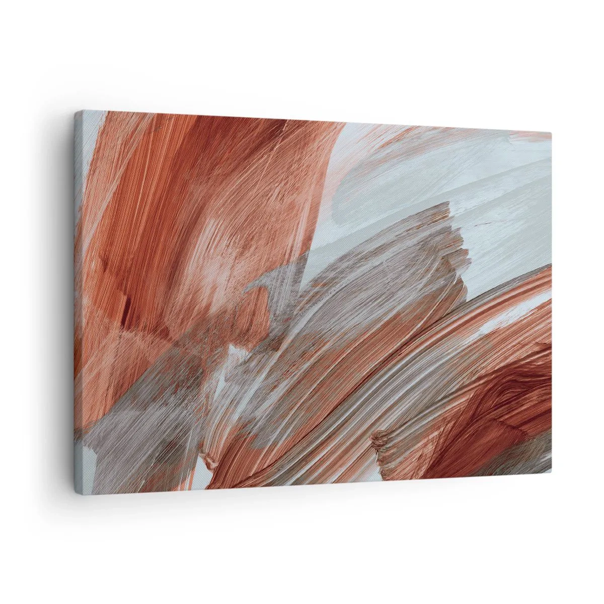 Canvas picture - Abstract brushstrokes in shades of copper and gray - 70x50cm - Autumnal and Windy Abstract - Modern wall decoration for the living room and bedroom ARTTOR