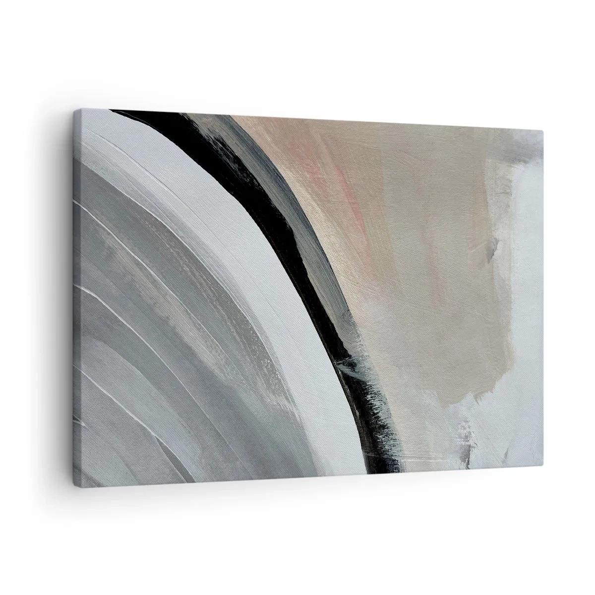 Canvas picture - Abstract arch in shades of black, gray and beige - 70x50cm - Composition: Arc of Black and Grey - Modern wall decoration for the living room and bedroom ARTTOR