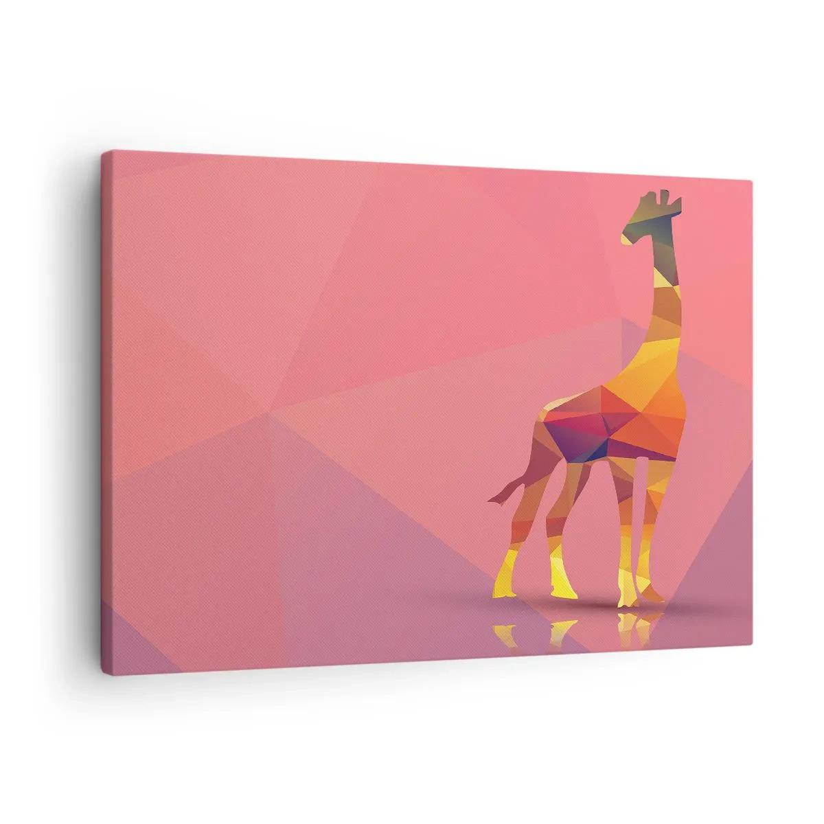 Canvas picture - Geometric giraffe silhouette in pastel shades of pink and yellow - 70x50cm - Colours of Savannah - Modern wall decoration for the living room and bedroom ARTTOR