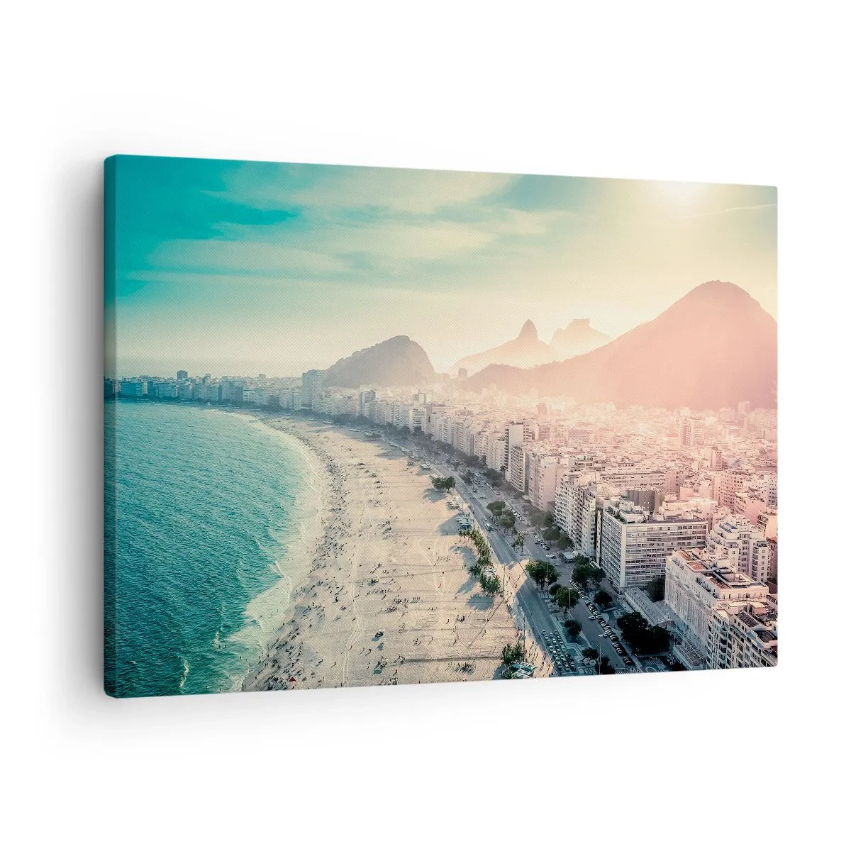 Canvas picture - Panorama of Copacabana Beach with mountains in the background in Rio de Janeiro - 70x50cm - Eternal Holiday in Rio - Modern wall decoration for the living room and bedroom ARTTOR