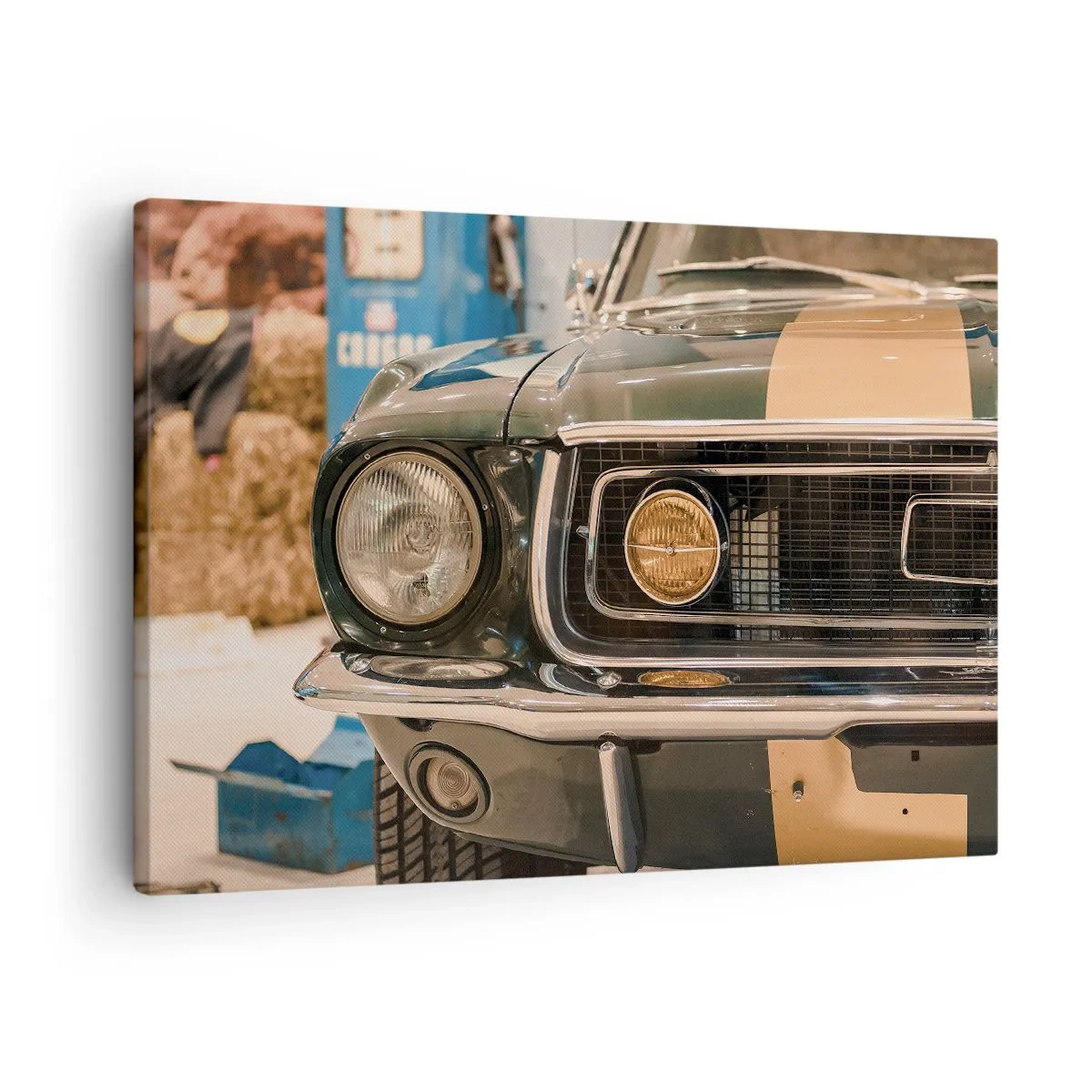 Canvas picture - An iconic retro car in a classic setting - 70x50cm - Encounter with the Legend - Modern wall decoration for the living room and bedroom ARTTOR