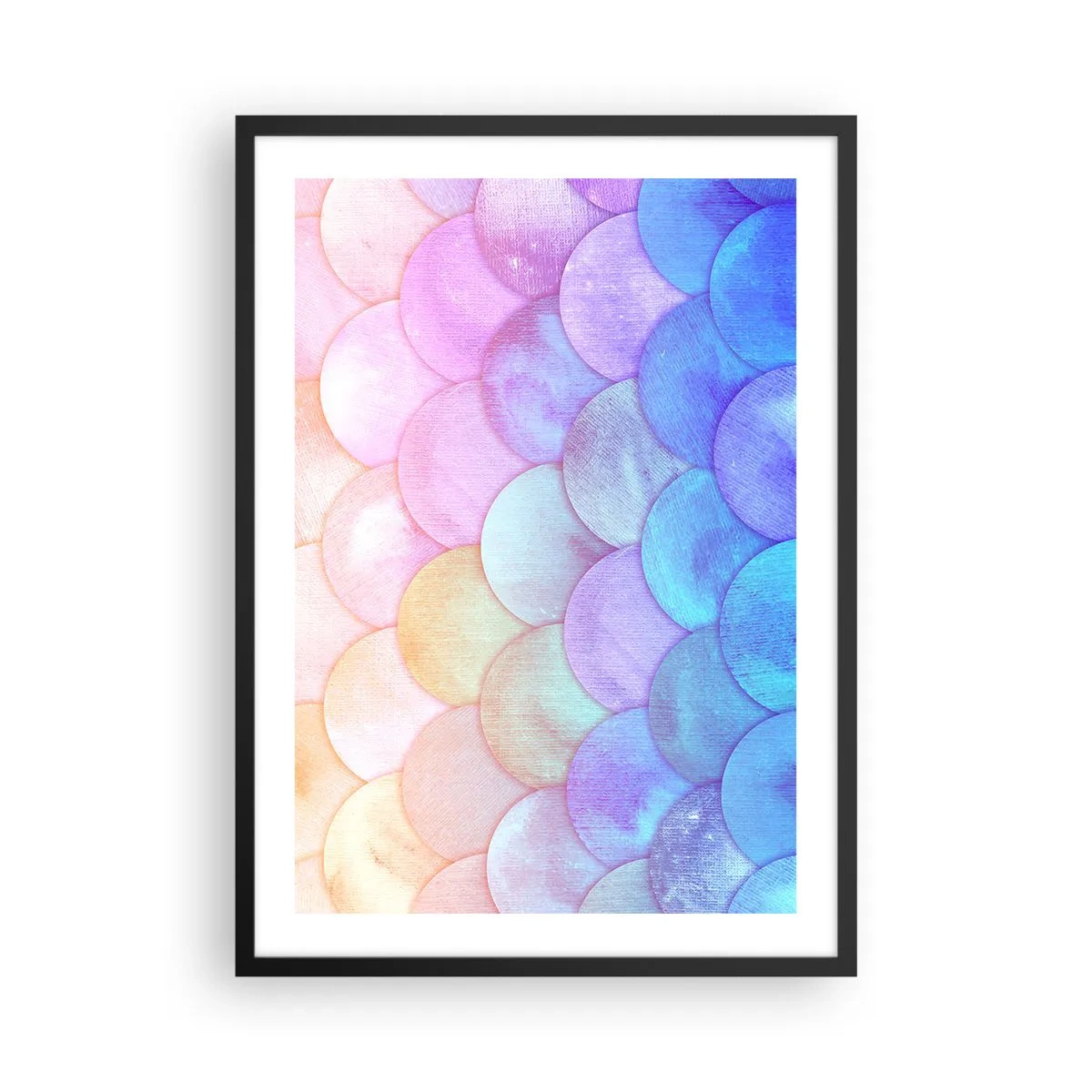 Poster in black frame - A pastel composition resembling scales in rainbow shades - 50x70cm - Pearl Scale - Modern wall decoration for the living room and bedroom ARTTOR