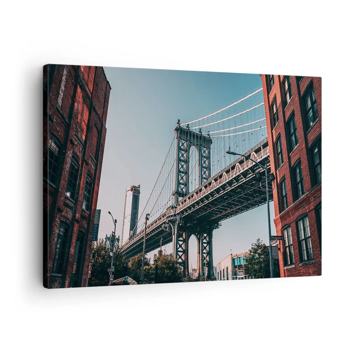 Canvas picture - A bridge between buildings in an urban landscape - 70x50cm - Over the City Waves - Modern wall decoration for the living room and bedroom ARTTOR