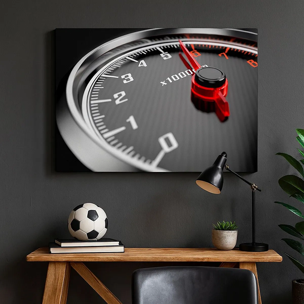 Canvas picture - Close-up of the tachometer with the red needle - 70x50cm - Floor it - Modern wall decoration for the living room and bedroom ARTTOR