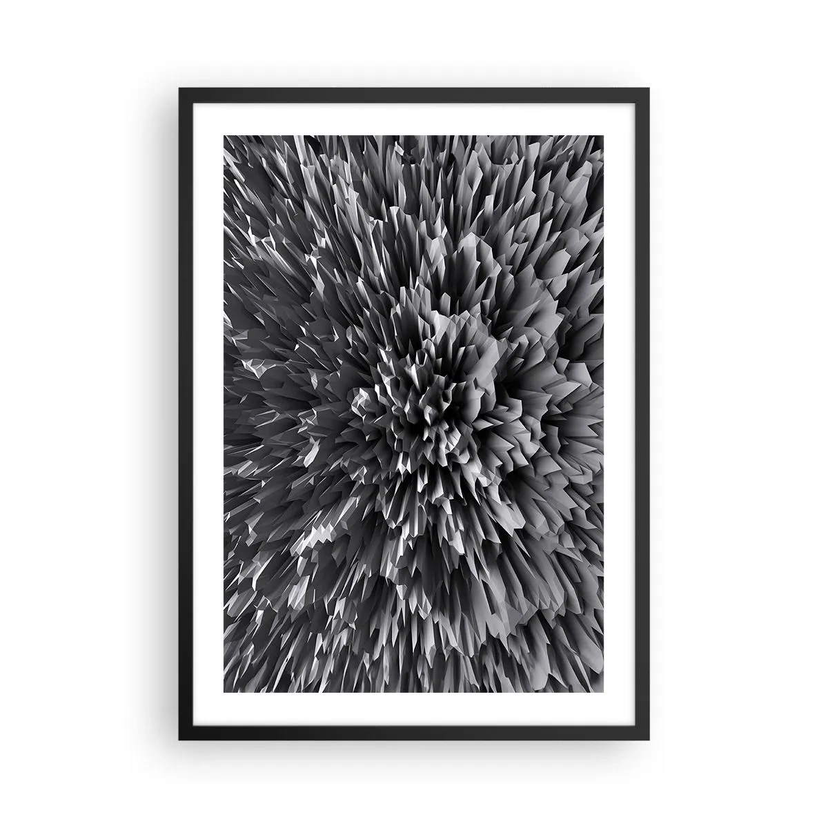 Poster in black frame - Black and white abstract composition with geometric shapes - 50x70cm - It Can's Be Any Sharper - Modern wall decoration for the living room and bedroom ARTTOR
