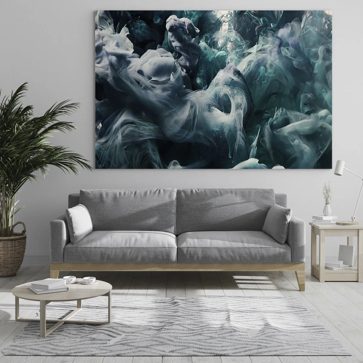 Glass picture - The dance of paints in water creates abstract shapes - 70x50cm - Movement of Colour - Modern wall decoration for the living room and bedroom ARTTOR