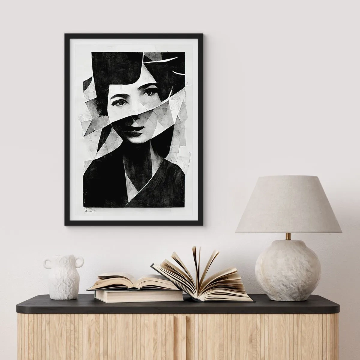 Poster in black frame - Portrait of a woman in an abstract composition - 50x70cm - Really What You Are Like... - Modern wall decoration for the living room and bedroom ARTTOR