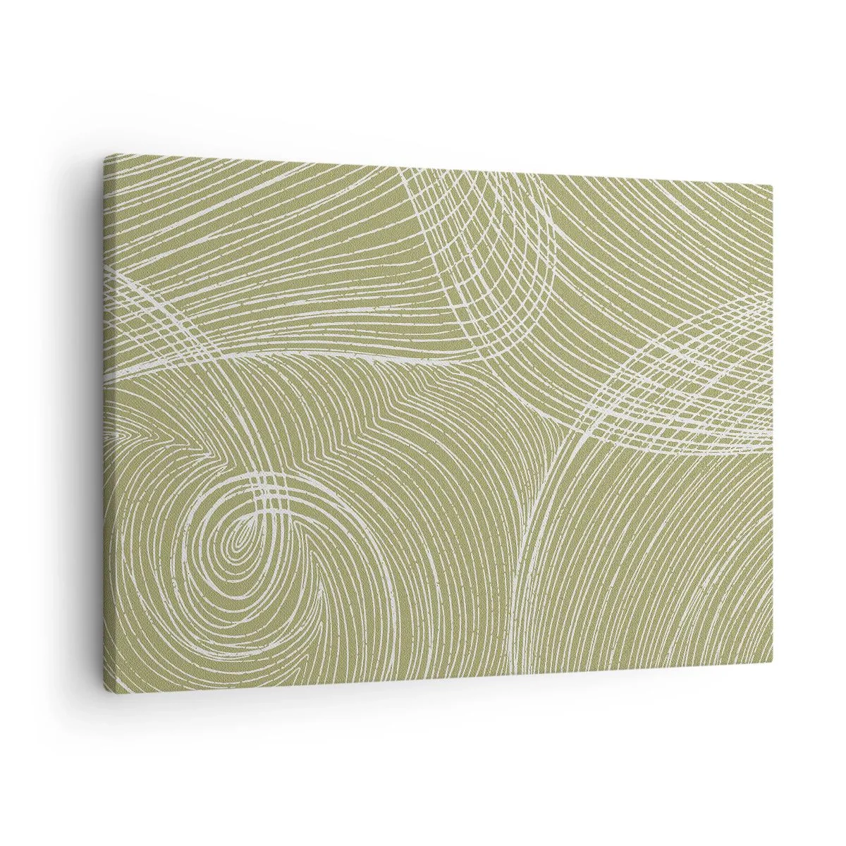 Canvas picture - Green and white lines in an abstract composition - 70x50cm - Intricate Abstract in White - Modern wall decoration for the living room and bedroom ARTTOR