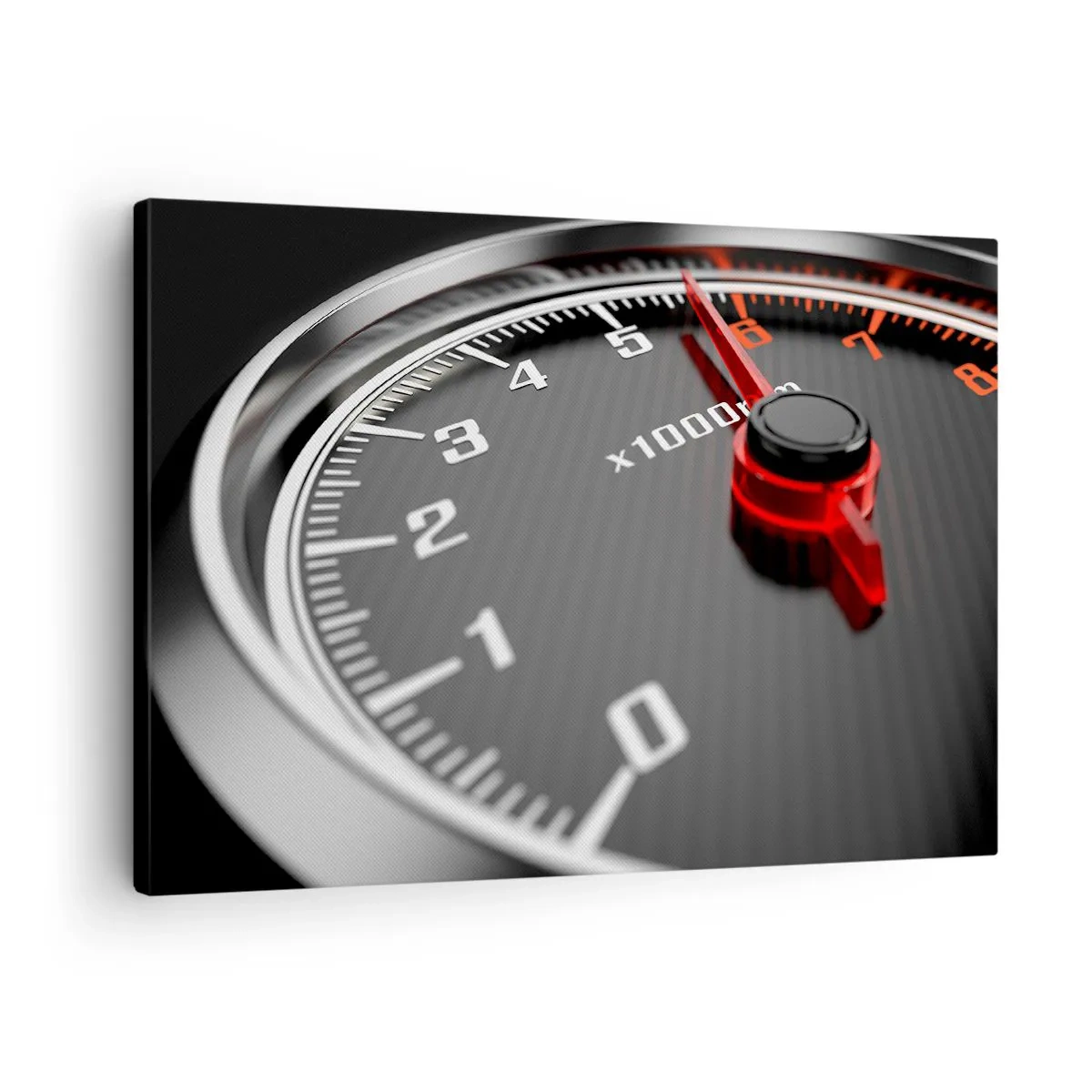 Canvas picture - Close-up of the tachometer with the red needle - 70x50cm - Floor it - Modern wall decoration for the living room and bedroom ARTTOR