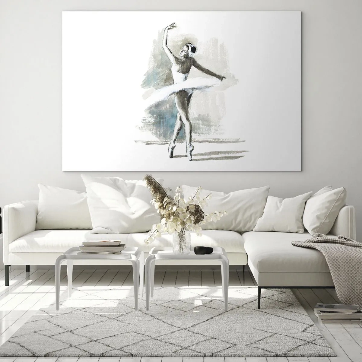 Glass picture - A ballerina in a classic dance pose - 70x50cm - Enchanted into a Swan - Modern wall decoration for the living room and bedroom ARTTOR
