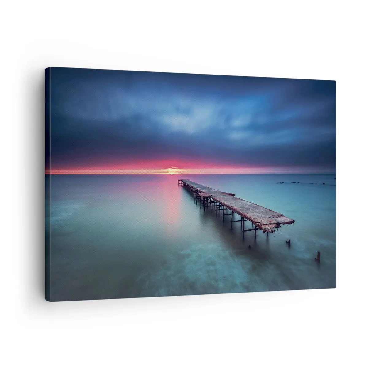 Canvas picture - A wooden pier leading straight out to sea at sunset - 70x50cm - Between Heaven and Earth - Modern wall decoration for the living room and bedroom ARTTOR