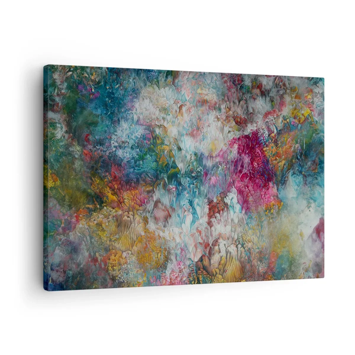 Canvas picture - A colorful abstraction resembling flowers in bloom - 70x50cm - In Full Bloom - Modern wall decoration for the living room and bedroom ARTTOR