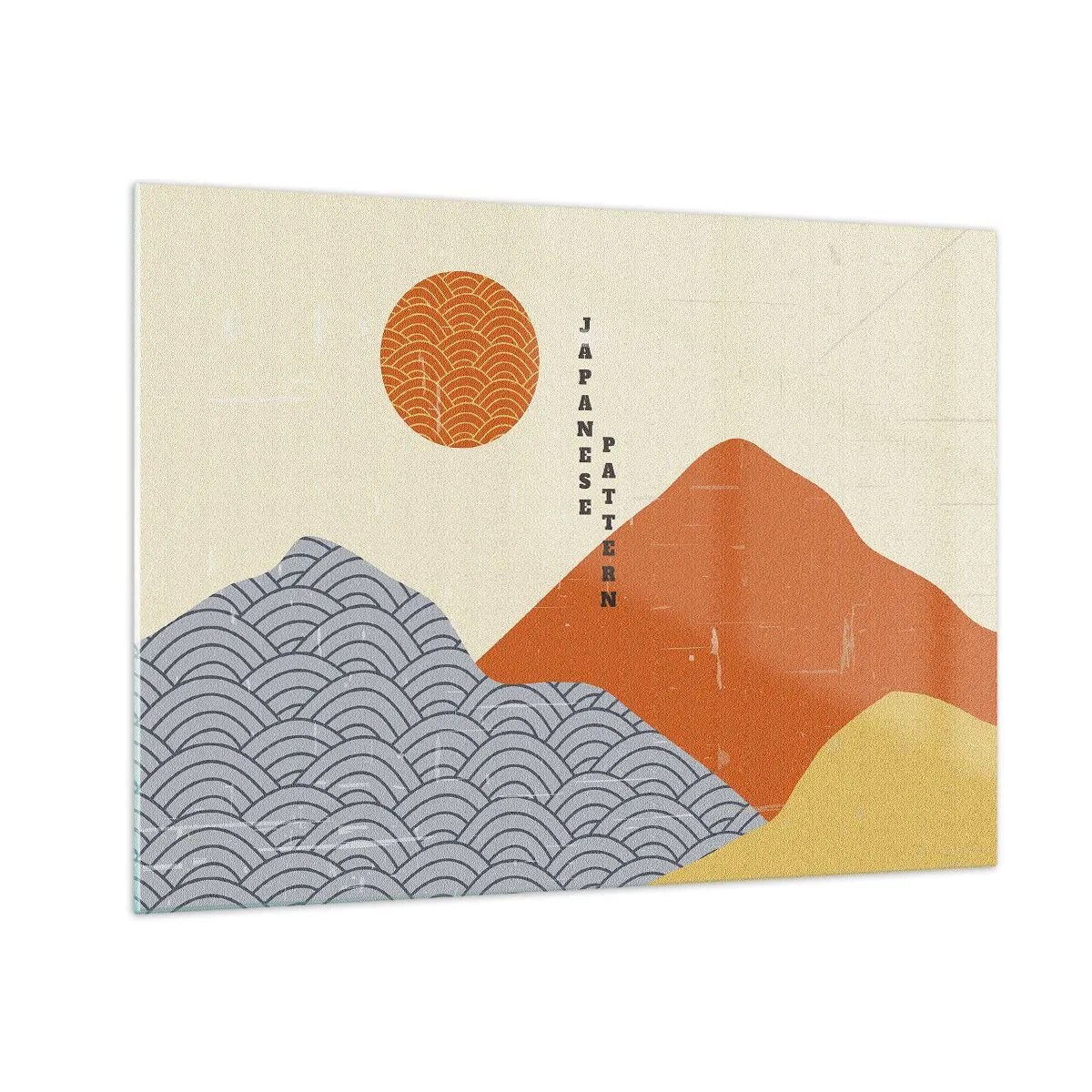 Glass picture - Graphics with Japanese mountain and sun patterns - 70x50cm - In the Japanese Spirit - Modern wall decoration for the living room and bedroom ARTTOR