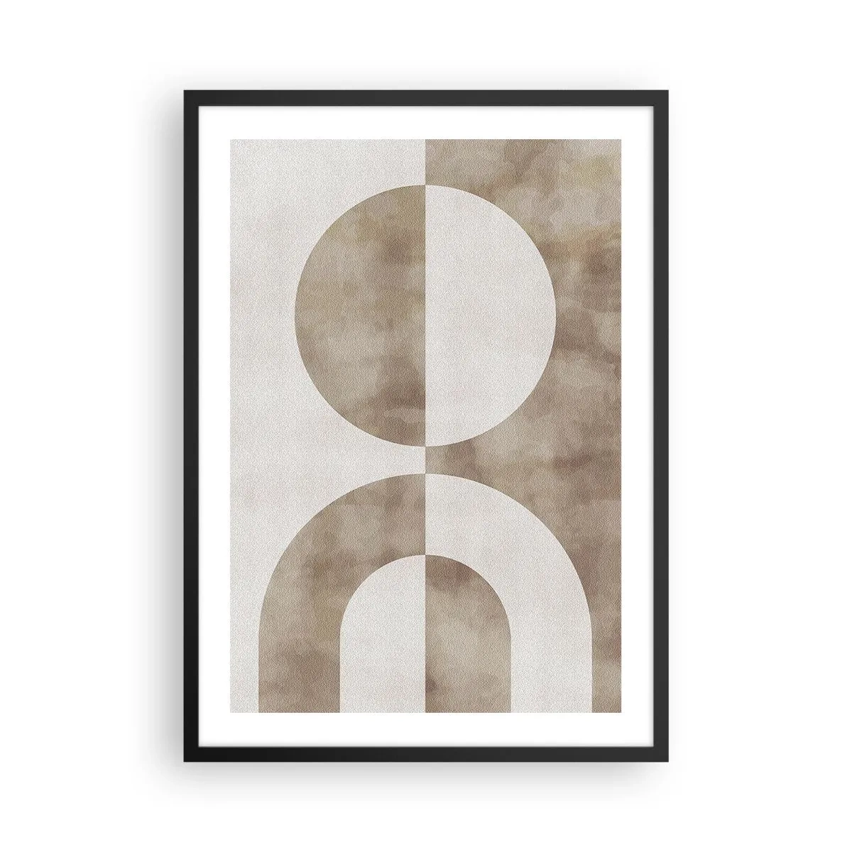 Poster in black frame - Geometric abstraction in warm beige shades - 50x70cm - Similarities and Differences - Modern wall decoration for the living room and bedroom ARTTOR