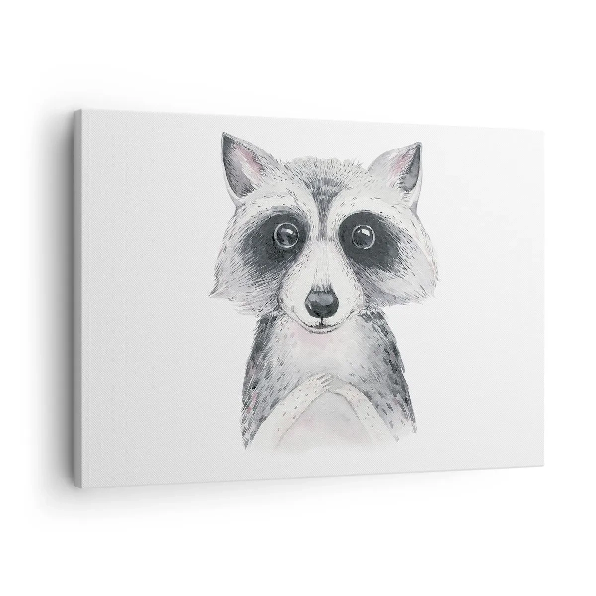 Canvas picture - Adorable portrait of a raccoon on a white background - 70x50cm - Emotional Moment - Modern wall decoration for the living room and bedroom ARTTOR