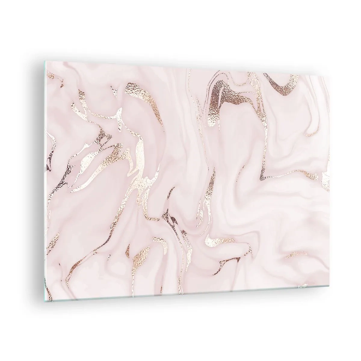 Glass picture - Rose gold abstract marble pattern - 70x50cm - In Pink - Modern wall decoration for the living room and bedroom ARTTOR