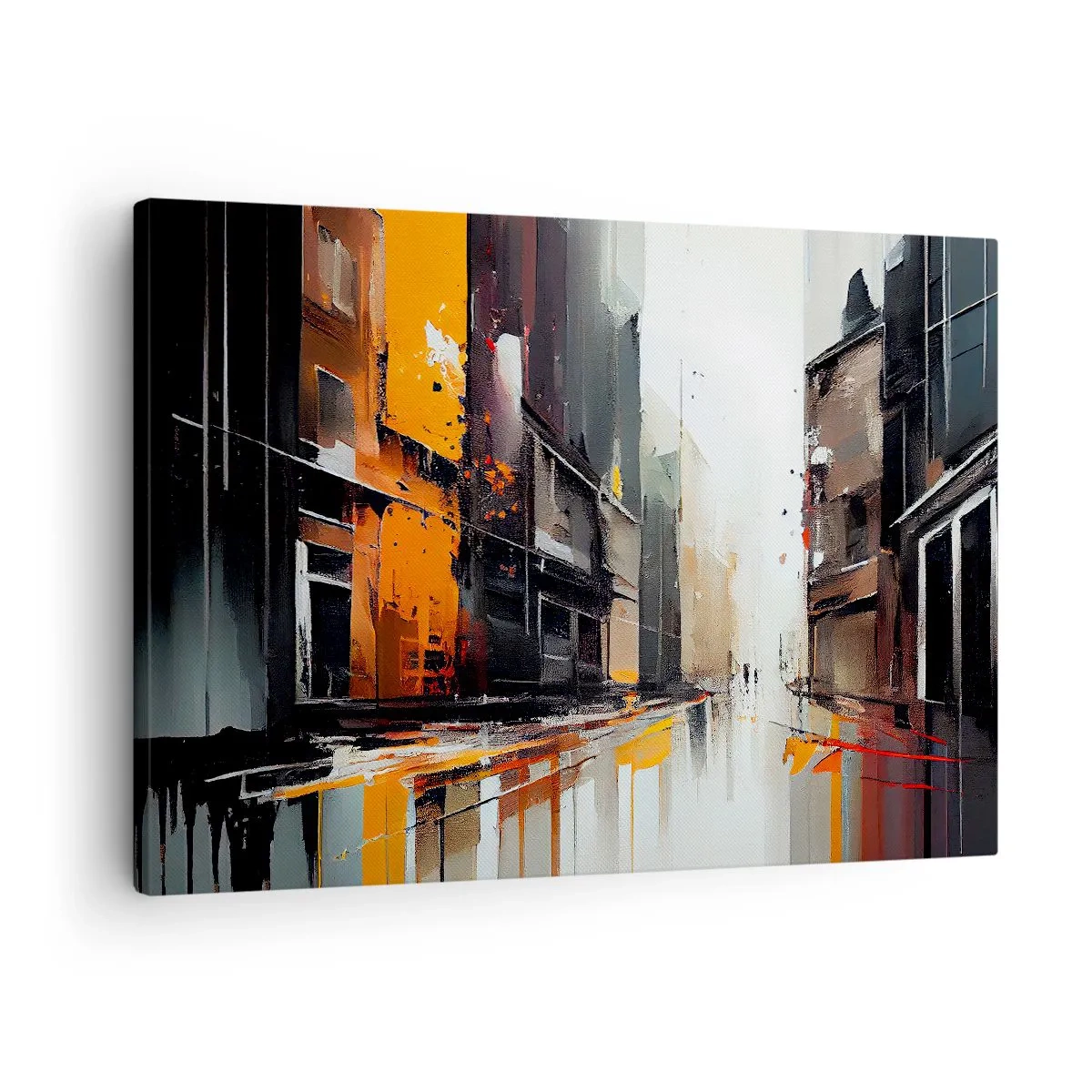 Canvas picture - Abstract view of a city street in the rain - 70x50cm - Rainy Day - Modern wall decoration for the living room and bedroom ARTTOR