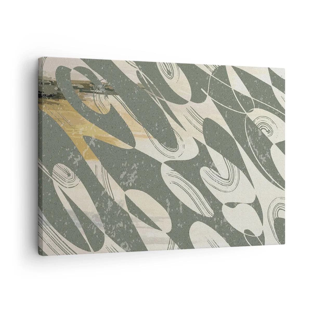 Canvas picture - Dynamic shapes in shades of green and gold - 70x50cm - Rhytmic Abstract - Modern wall decoration for the living room and bedroom ARTTOR