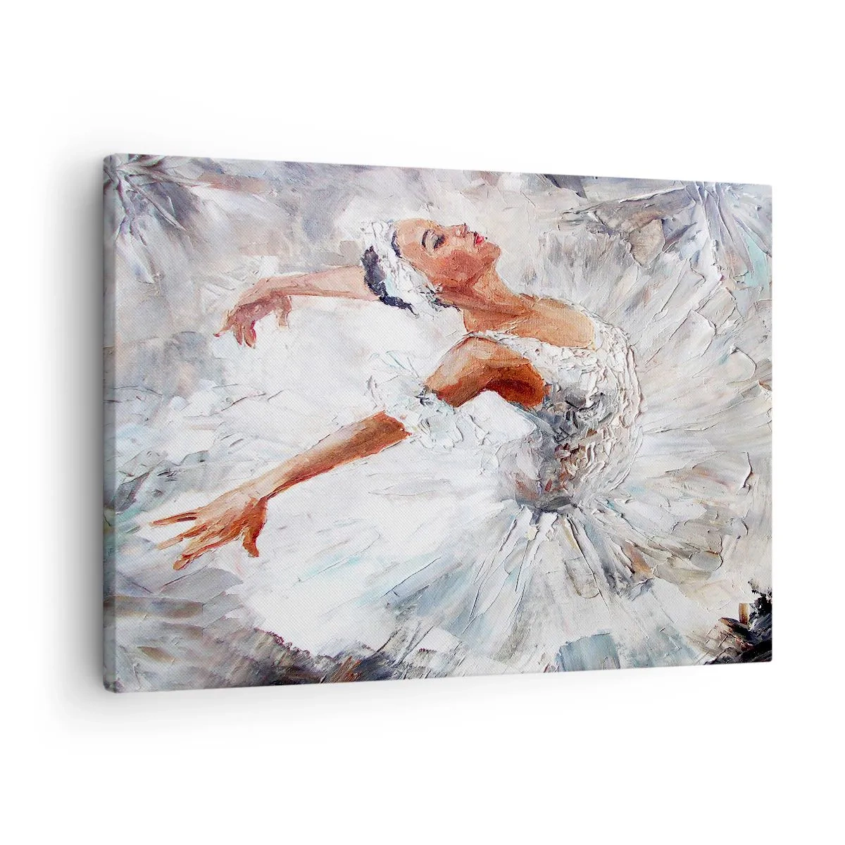 Canvas picture - A ballerina in a white dress dancing - 70x50cm - Delicate and Light As a Tulle - Modern wall decoration for the living room and bedroom ARTTOR