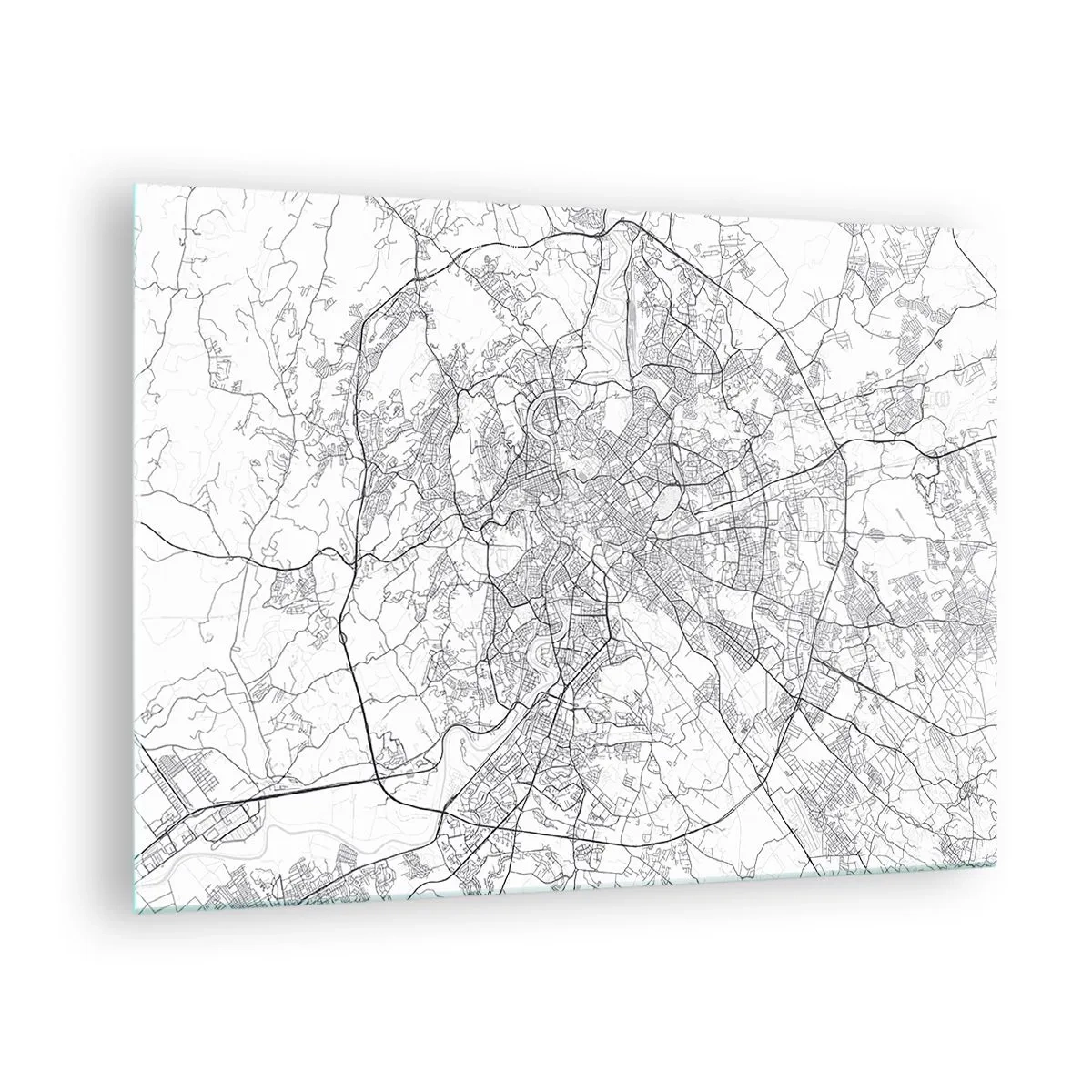 Glass picture - Map of Rome with a clear circular road layout - 70x50cm - Roman Circle - Modern wall decoration for the living room and bedroom ARTTOR