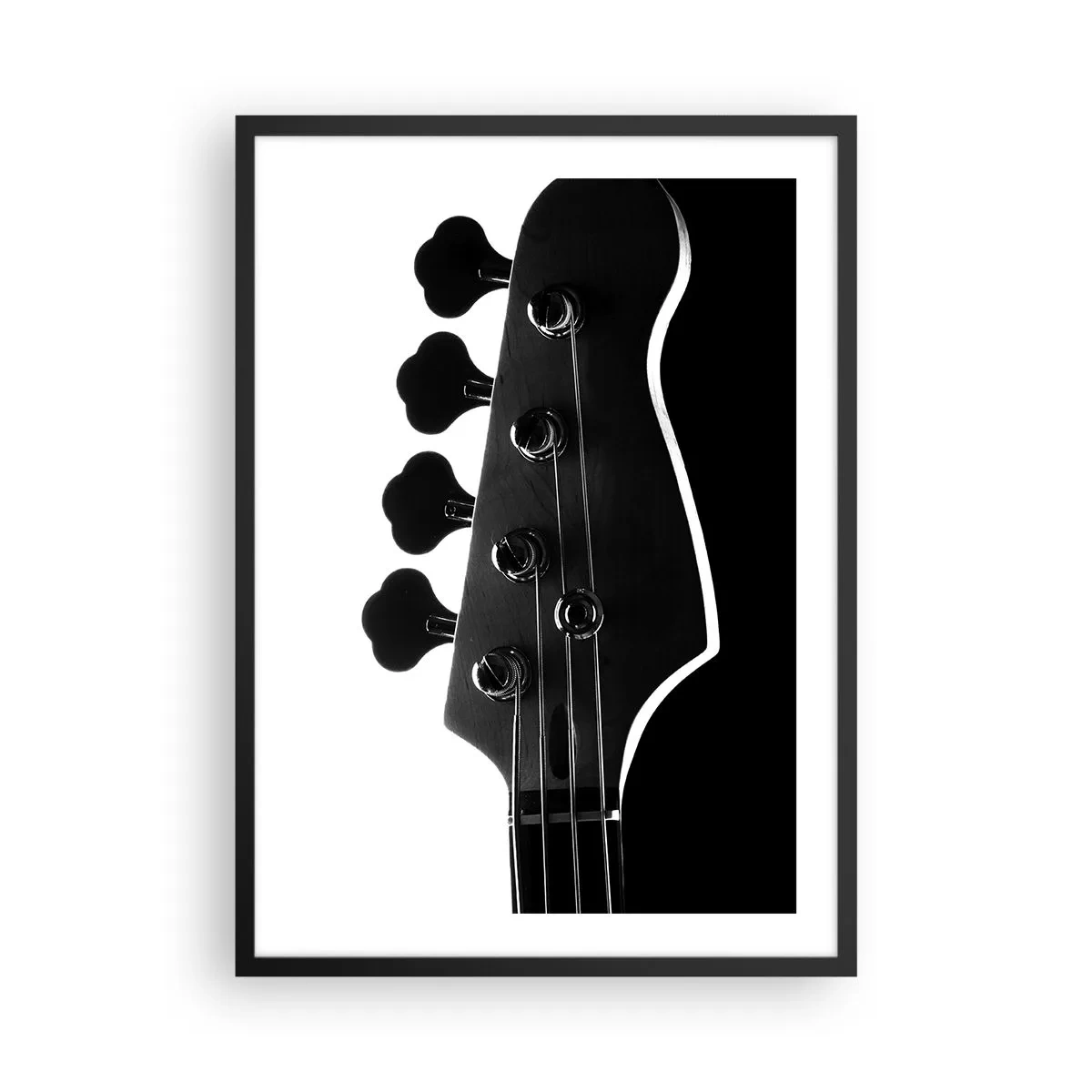 Poster in black frame - A minimalist black and white musical theme with an electric guitar. - 50x70cm - Rock Silence - Modern wall decoration for the living room and bedroom ARTTOR
