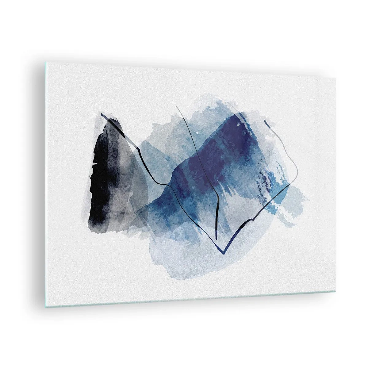 Glass picture - Abstract composition in shades of blue - 70x50cm - Ice Mountain - Modern wall decoration for the living room and bedroom ARTTOR