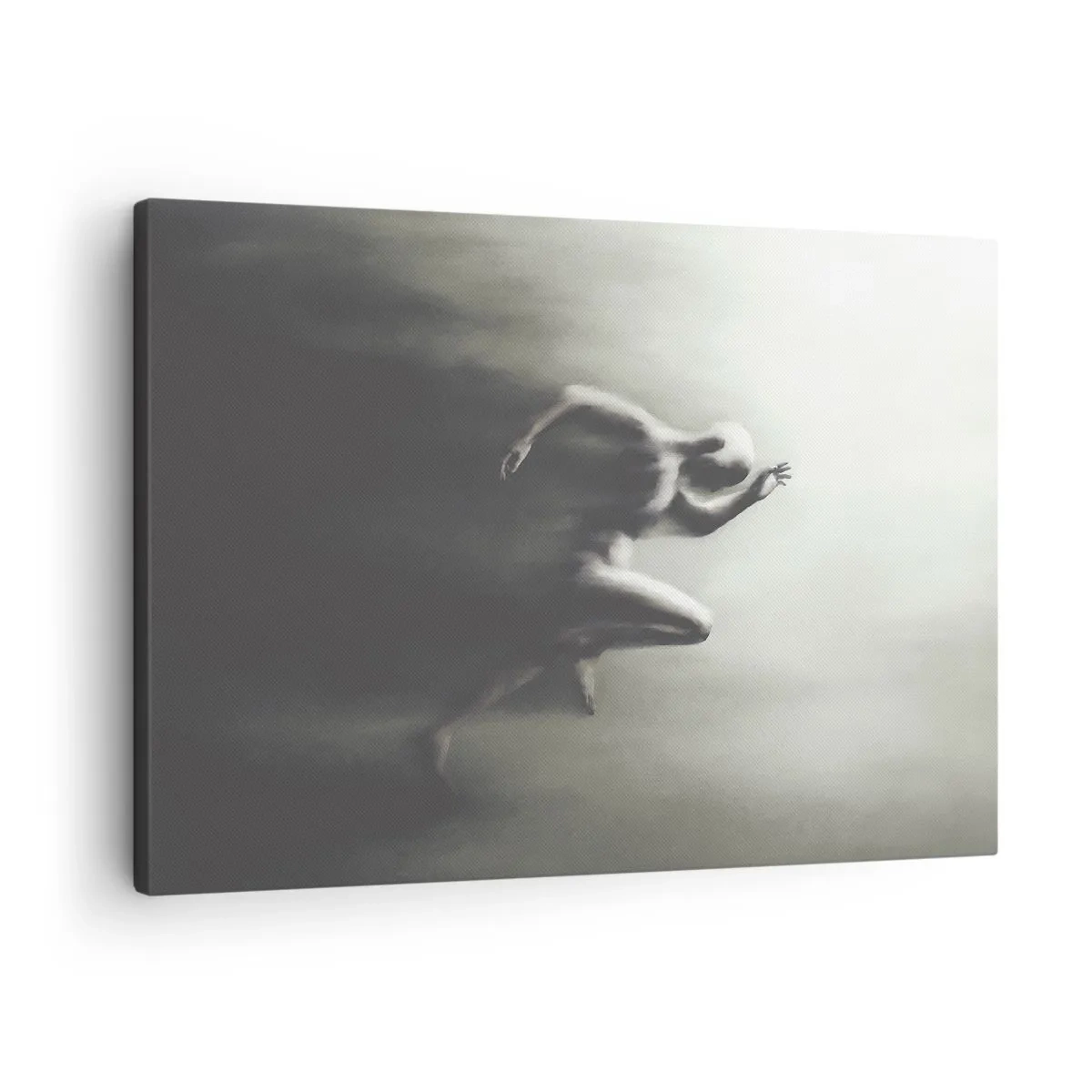 Canvas picture - A black and white silhouette of a running figure in a dynamic and surreal style. - 70x50cm - Unstoppable - Modern wall decoration for the living room and bedroom ARTTOR