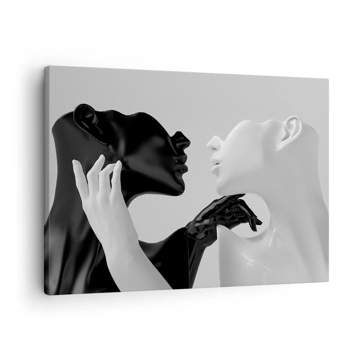 Canvas picture - Black and white silhouettes in dynamic close-up - 70x50cm - Attraction - Desire - Modern wall decoration for the living room and bedroom ARTTOR