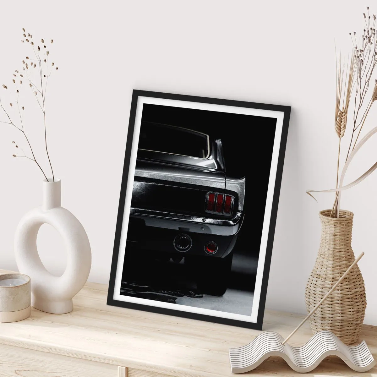 Poster in black frame - A stylish take on the rear of a classic car - 50x70cm - Charm of the Classic - Modern wall decoration for the living room and bedroom ARTTOR