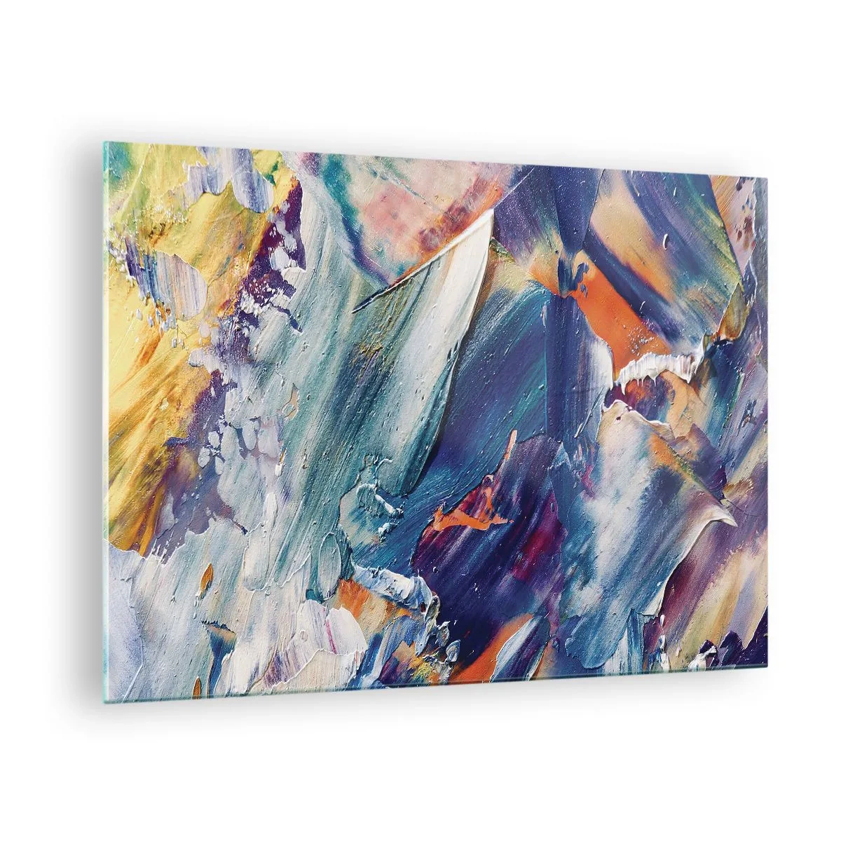 Glass picture - Dynamic abstraction with thick paint strokes - 70x50cm - Whirlwind of Colour - Modern wall decoration for the living room and bedroom ARTTOR