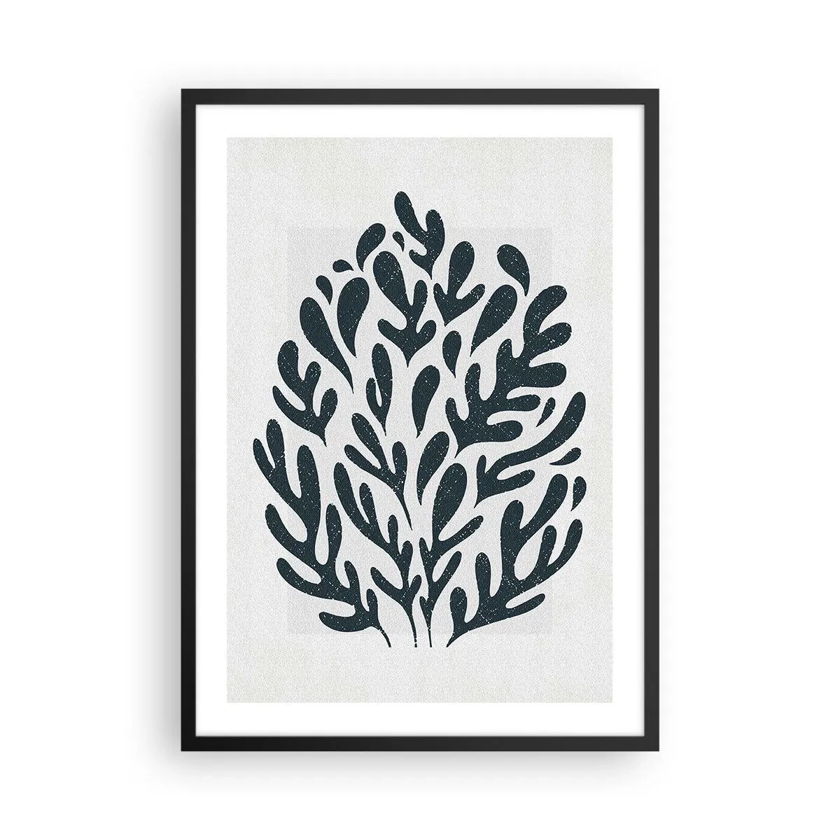 Poster in black frame - Black plant composition on a light background - 50x70cm - Shapes of Nature - Modern wall decoration for the living room and bedroom ARTTOR