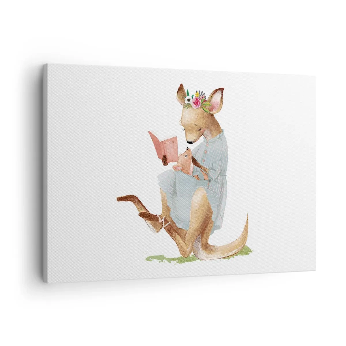 Canvas picture - Kanga reading a book with a baby - 70x50cm - Read to Me, Mum - Modern wall decoration for the living room and bedroom ARTTOR