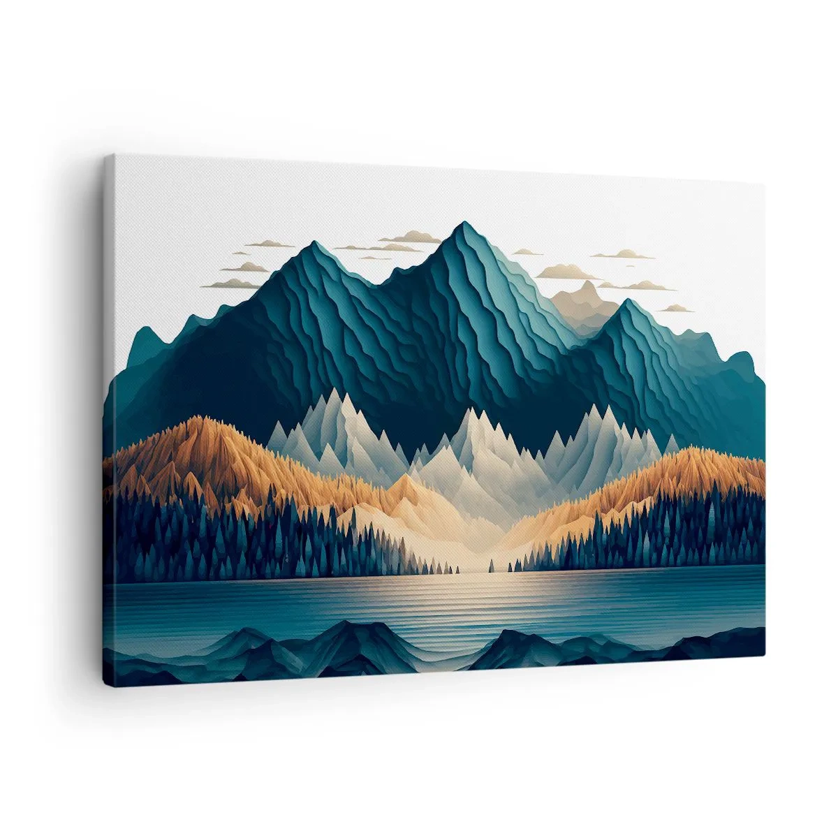 Canvas picture - Picturesque mountains over the lake at sunset - 70x50cm - Perfect Mountain Landscape - Modern wall decoration for the living room and bedroom ARTTOR
