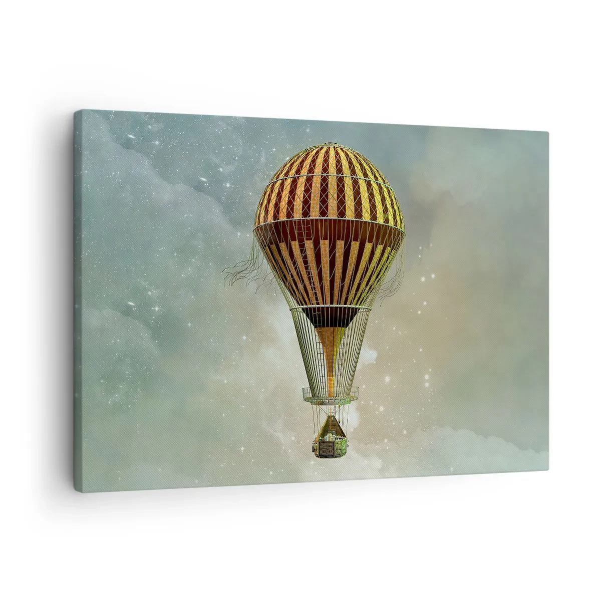 Canvas picture - A hot air balloon floating among the clouds - 70x50cm - Pioneer Flight - Modern wall decoration for the living room and bedroom ARTTOR