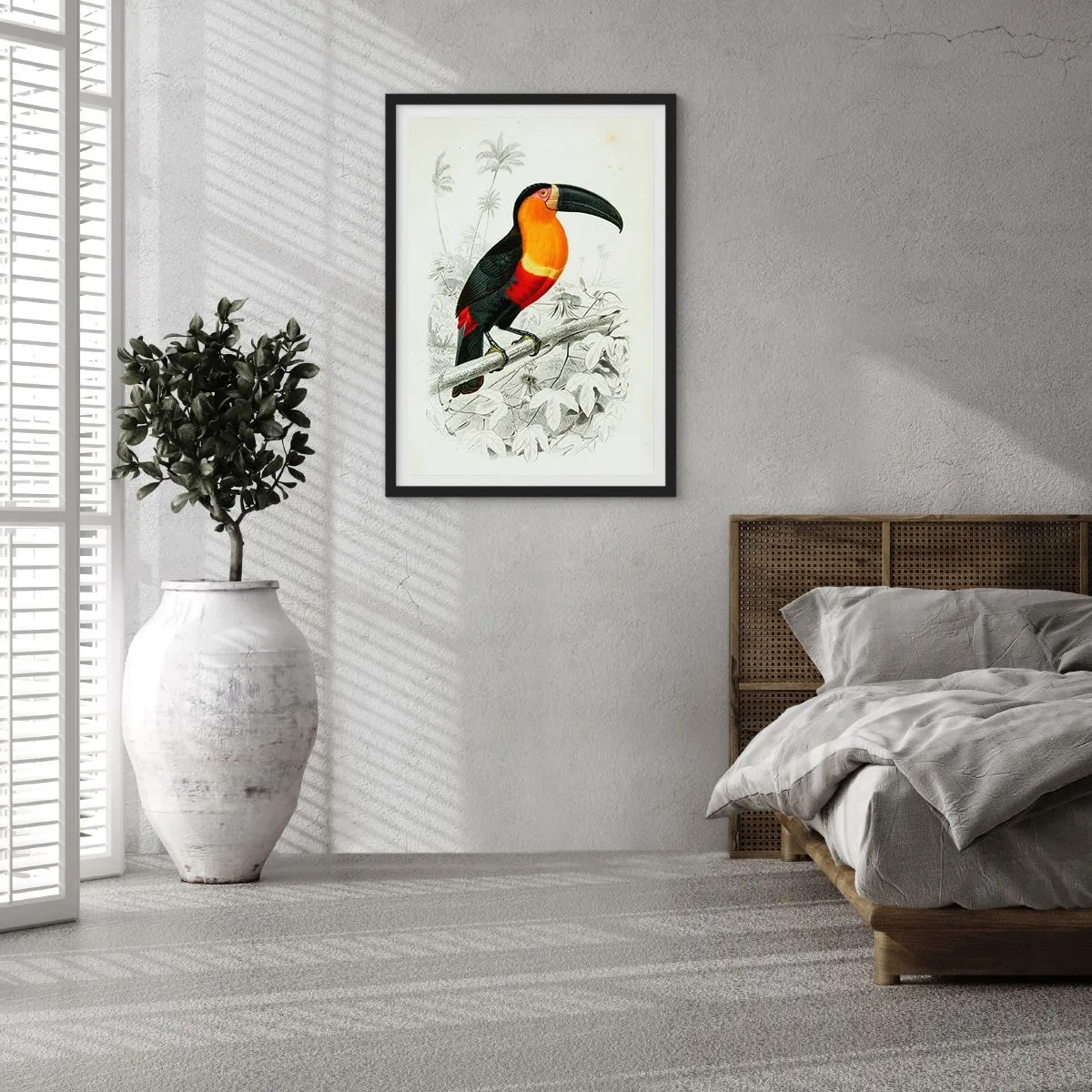 Poster in black frame - Parrot portrait - 50x70cm - Bird Colours - Modern wall decoration for the living room and bedroom ARTTOR