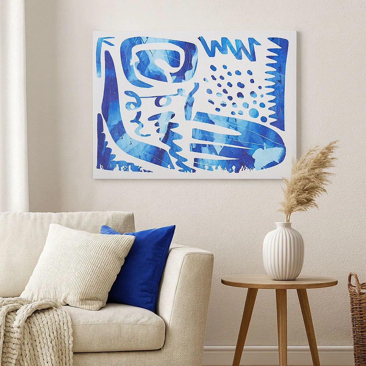 Canvas picture - Abstract pattern in shades of blue - 70x50cm - Return to the Roots - Modern wall decoration for the living room and bedroom ARTTOR