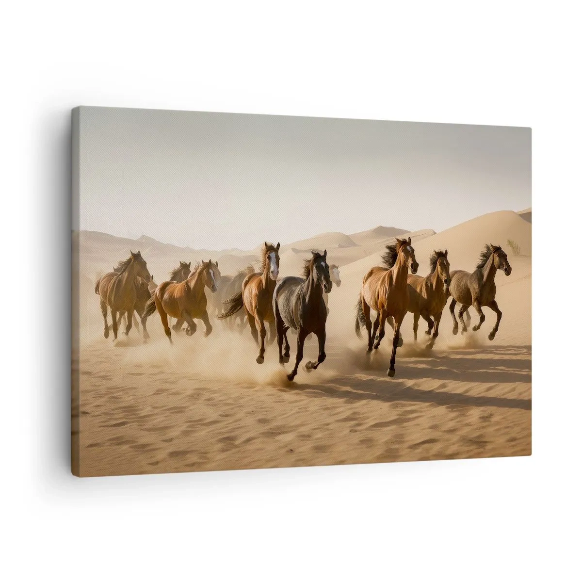 Canvas picture - Galloping horses against a desert background - 70x50cm - Free as a Wind - Modern wall decoration for the living room and bedroom ARTTOR