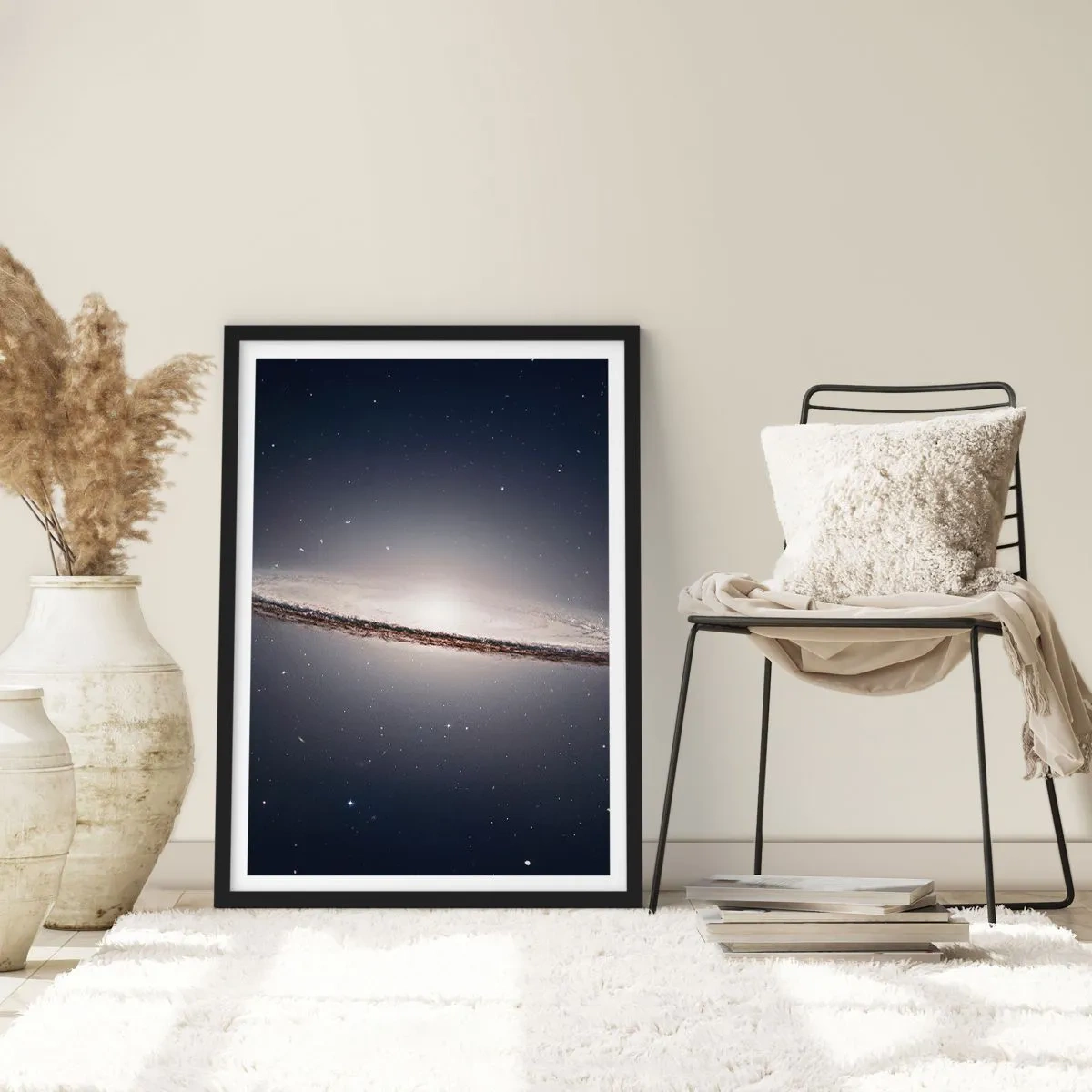 Poster in black frame - A monumental spiral galaxy against the backdrop of space - 50x70cm - A Long Time Ago in a Distant Galaxy - Modern wall decoration for the living room and bedroom ARTTOR